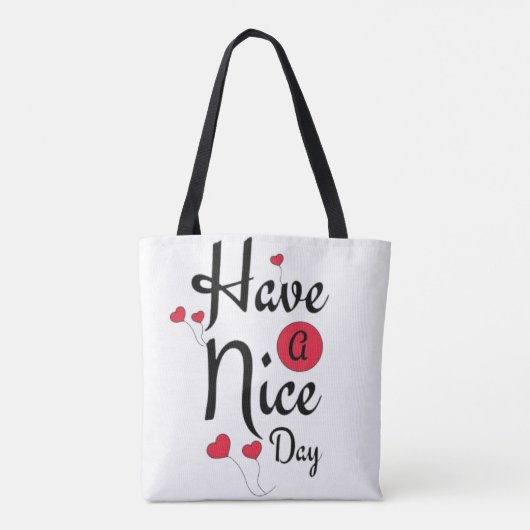 Have a Nice Day Typography with Heart Balloons Tote Bag (Achterkant)