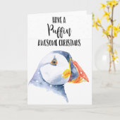 have a puffin awesome Christmas watercolour Kaart (Gele Bloem)