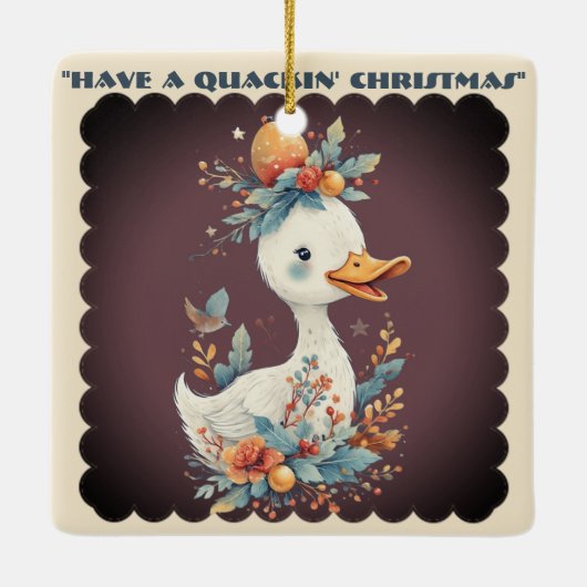 Have a Quackin' Christmas Duck Whimsical Naughty Keramisch Ornament (Achterkant)
