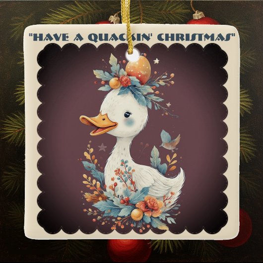 Have a Quackin' Christmas Duck Whimsical Naughty Keramisch Ornament