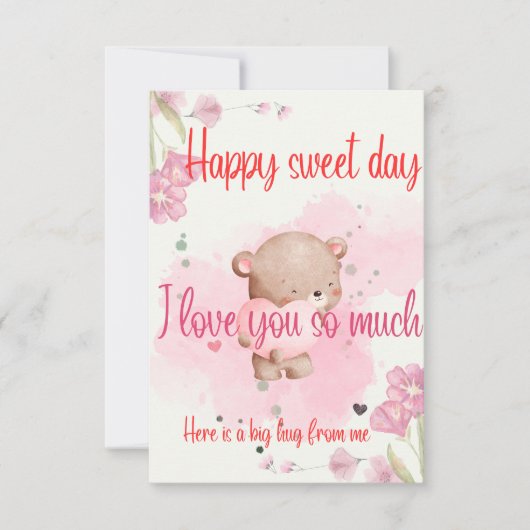 Have a Sweet Day My Love – Romantic Pink Greeting  Bedankkaart (Voorkant)