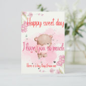 Have a Sweet Day My Love – Romantic Pink Greeting  Bedankkaart (Staand voorkant)