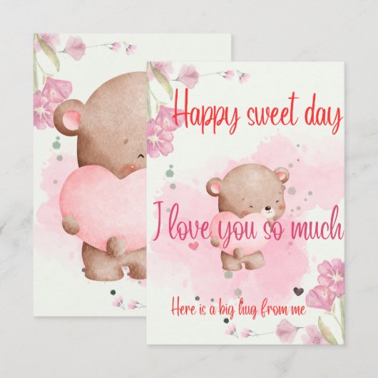 Have a Sweet Day My Love – Romantic Pink Greeting Bedankkaart (Voorkant / Achterkant)