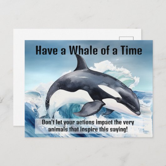 "Have a Whale of a Time" Pivotal Idiom with Orca Briefkaart (Voorkant / Achterkant)