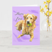Have Fun Golden Retriever Folded Greeting Card Kaart (Gele Bloem)
