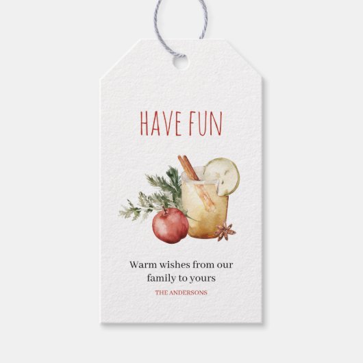 have Fun | Labels voor kerstcadeautjes met Drink Cadeaulabel (Voorkant)