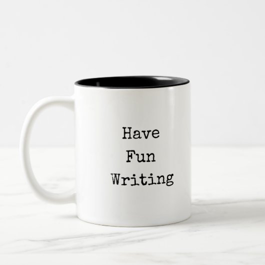 Have Fun Writing Mug Tweekleurige Koffiemok (Links)