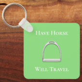 "have Horse Will Travel" Stirrup Iron Lime Green Sleutelhanger (Voorkant)