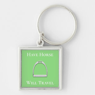 "have Horse Will Travel" Stirrup Iron Lime Green Sleutelhanger