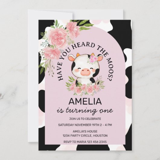 Have You Heard the Moos Pink  Cow Print  Birthday Kaart (Voorkant)