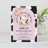 Have You Heard the Moos Pink Cow Print Birthday Kaart (Staand voorkant)