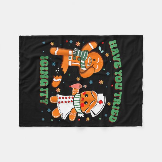 Have You Tried Icing It Funny Gingerbread Rn Nurse Fleece Deken (Voorkant (Horizontaal))