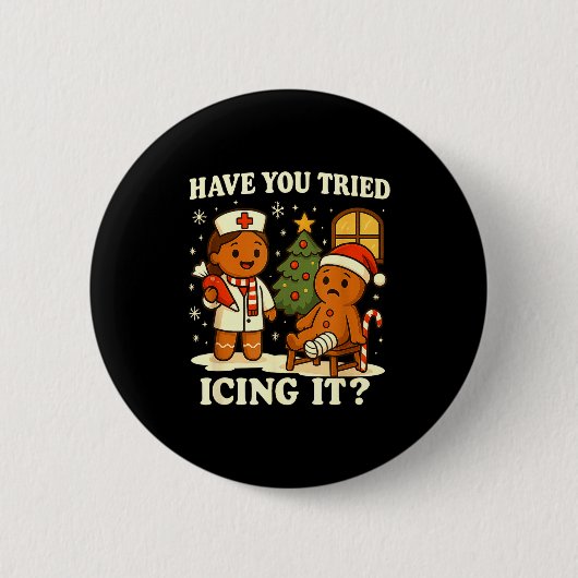 Have You Tried Icing It Gingerbread Christmas  Ronde Button 5,7 Cm (Voorkant)