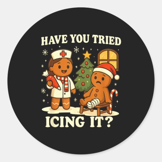 Have You Tried Icing It Gingerbread Christmas  Ronde Sticker (Voorkant)