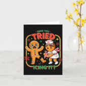 Have You Tried Icing It Gingerbread Funny Nurse Ch Kaart (Gele Bloem)
