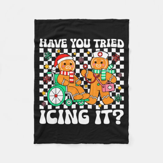 Have You Tried Icing It Gingerbread Nurse Christma Fleece Deken (Voorkant)