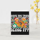 Have You Tried Icing It Gingerbread Nurse Christma Kaart (Gele Bloem)
