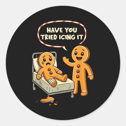 Have You Tried Icing It Gingerbread Nurse Christma Ronde Sticker (Voorkant)