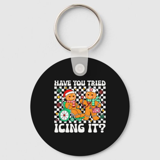 Have You Tried Icing It Gingerbread Nurse Christma Sleutelhanger (Voorkant)