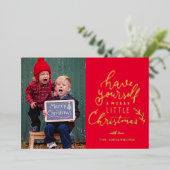 Have Yourself A Merry Christmas Family Photo Folie Feestdagenkaart (Staand Voorkant)