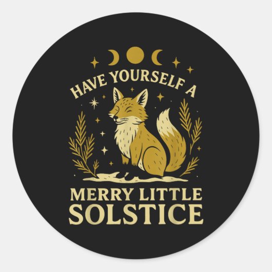 Have Yourself A Merry Little Solstice Fox Mystic  Ronde Sticker (Voorkant)