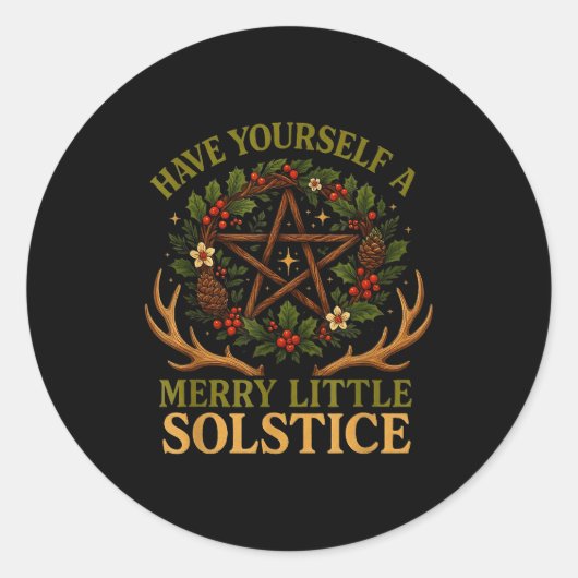 Have Yourself A Merry Little Solstice Witchcore  Ronde Sticker (Voorkant)