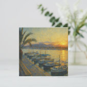 Haven bij Zonsondergang Aquarel Uitnodiging (Staand voorkant)