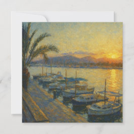 Haven bij Zonsondergang Aquarel Uitnodiging