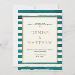 Haven Blauw Aquarel Streep & Gouden Letters Kaart