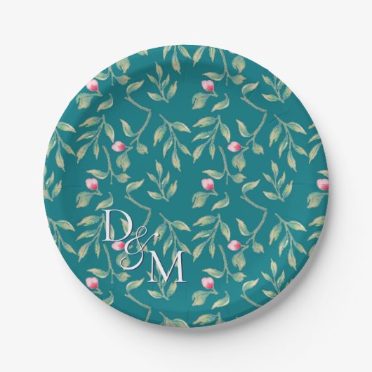 Haven Blauwe Bloemen Papieren Borden Papieren Bordje (Voorkant)