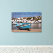 Haven- en havengebied met Griekse vissersboten Canvas Afdruk (Insitu (Houten vloer))