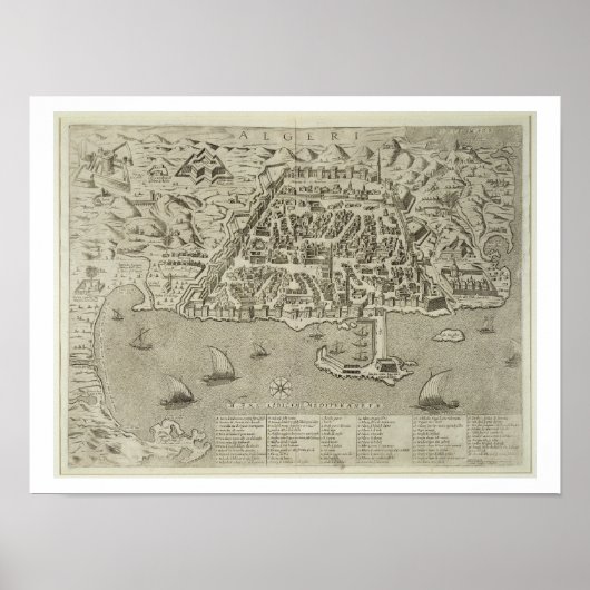 Haven en stad Algiers, c.1572 (graving) Poster (Voorkant)