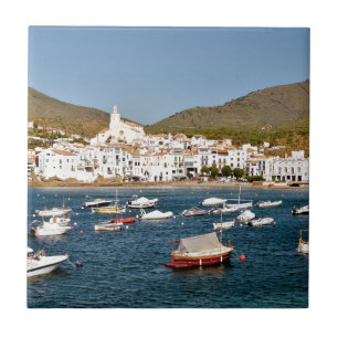 Haven en stad Cadaqués in Spanje Tegeltje