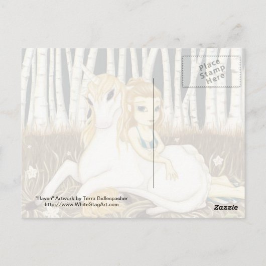 Haven- Fairy Unicorn briefkaart (Achterkant)