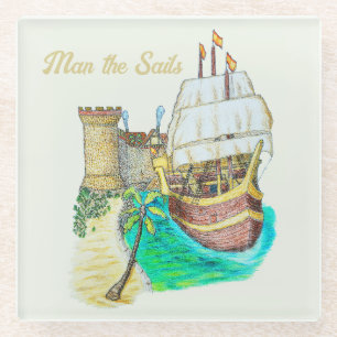 Haven Galleon Glazen Onderzetter