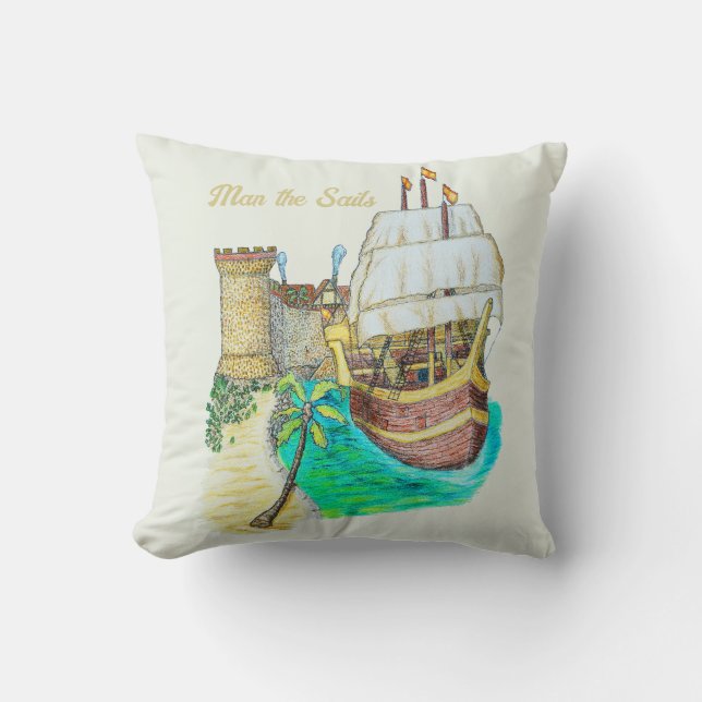 Haven Galleon Kussen (Voorkant)