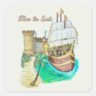 Haven Galleon Vierkante Sticker