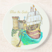 Haven Galleon Zandsteen Onderzetter (Voorkant)