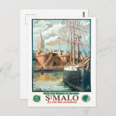 Haven in Saint-Malo, Frankrijk, vintage-reis Briefkaart (Voorkant / Achterkant)