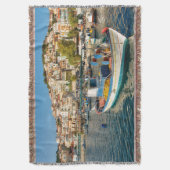 Haven met vissersboten in Plomari, Lesvos, Grieken Deken (Voorkant Verticaal)