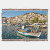 Haven met vissersboten in Plomari, Lesvos, Grieken Deken (Voorkant)