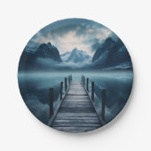 Haven Mountain Lakeside Horizon Landschap Papieren Bordje (Voorkant)