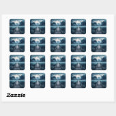 Haven Mountain Lakeside Horizon Landschap Vierkante Sticker (Vel)
