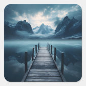 Haven Mountain Lakeside Horizon Landschap Vierkante Sticker (Voorkant)