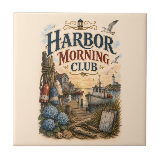 Haven Ochtendclub Kustvuurtoren Tegeltje (Voorkant)