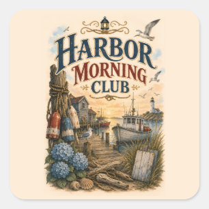 Haven Ochtendclub Kustvuurtoren Vierkante Sticker