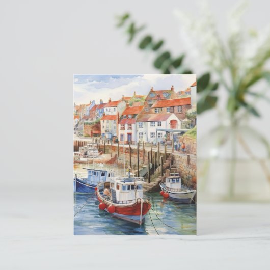 Haven op een zonnige dag briefkaart (Staand voorkant)