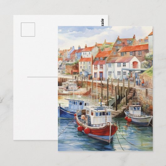 Haven op een zonnige dag briefkaart (Voorkant / Achterkant)