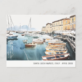 Haven Santa Lucia Napels Italië Aquarel Reizen Briefkaart
