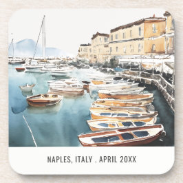 Haven Santa Lucia Naples Italië Waterverf Reizen Bier Onderzetter